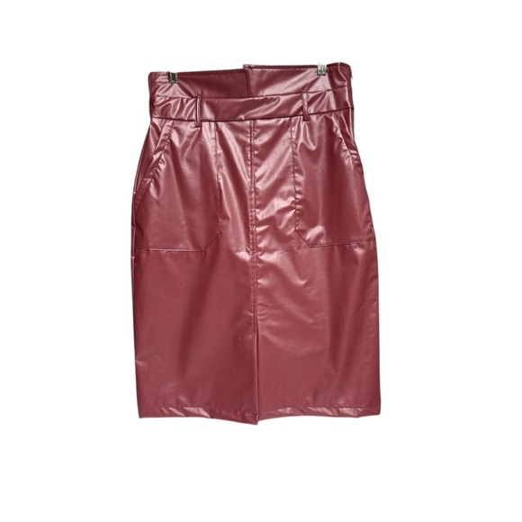 SHEIN burgundy size large  Knee-Length Pencil Skirt pockets no belt - Picture 1 of 10